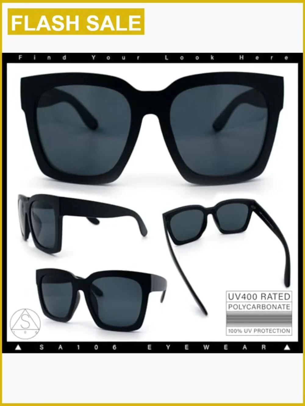 Oversized Thick Frame Sunglasses Horned Rim Square UV400 Protection